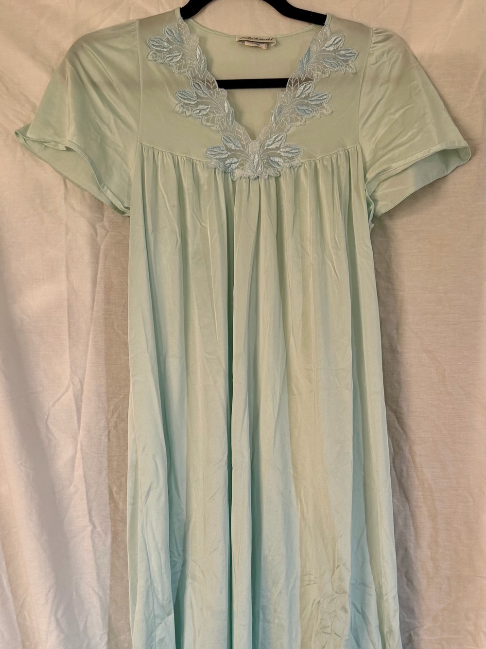 Vintage Light Mint Blue French Maid Lace Nightgown